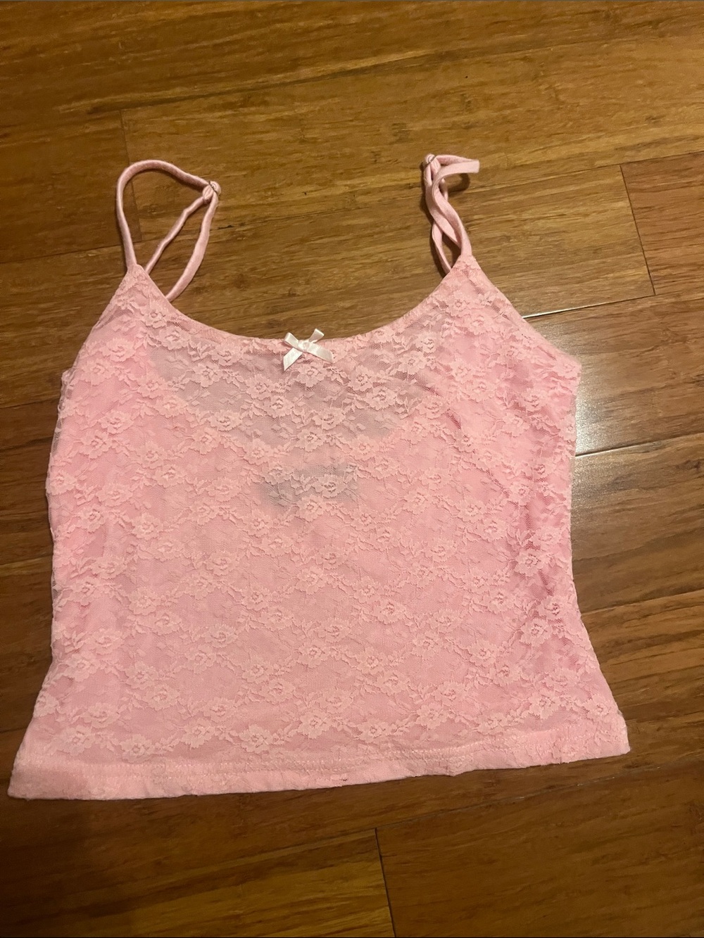 White Fox Boutique Pink Lace Cami with Bow